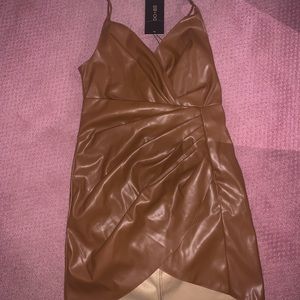 faux leather mini dress